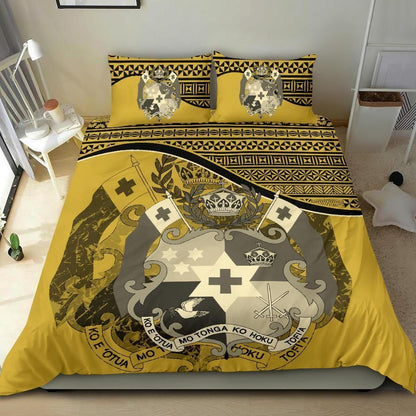 Tonga Duvet Cover Set - Tonga Coat Of Arms Yellow