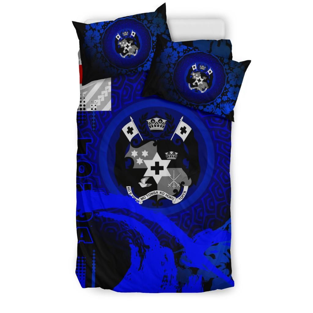 Tonga Duvet Cover Set - Hibiscus And Wave Blue