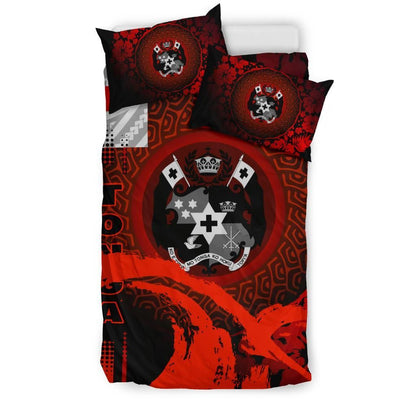 Tonga Duvet Cover Set - Hibiscus And Wave Red