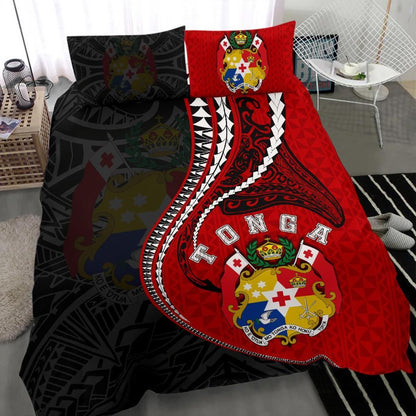 Polynesian Bedding Set - Tonga Duvet Cover Set Kanaloa Tatau Gen To (Black)