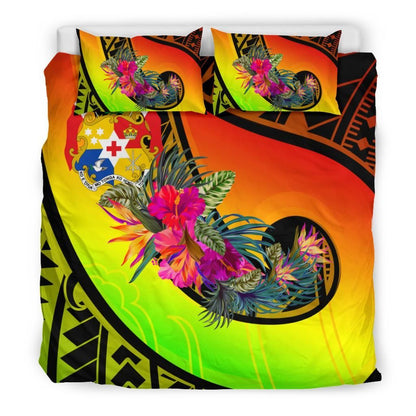 Tonga Bedding Set - Polynesian Hook And Hibiscus ( Reggae)
