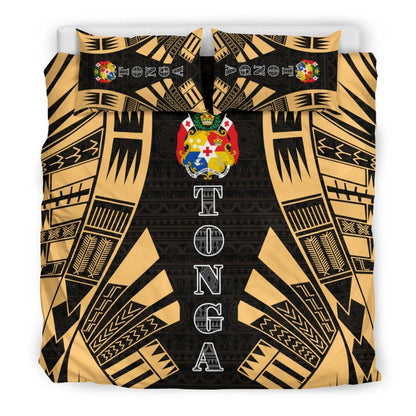 Tonga Duvet Cover Set - Polynesian Tattoo Gold