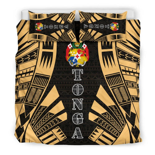 Tonga Duvet Cover Set - Polynesian Tattoo Gold