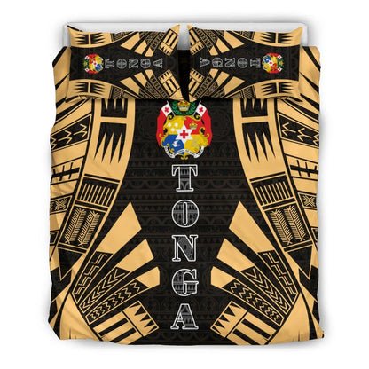 Tonga Duvet Cover Set - Polynesian Tattoo Gold