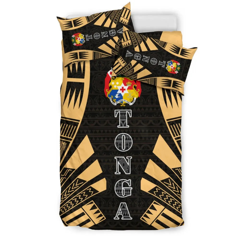 Tonga Duvet Cover Set - Polynesian Tattoo Gold