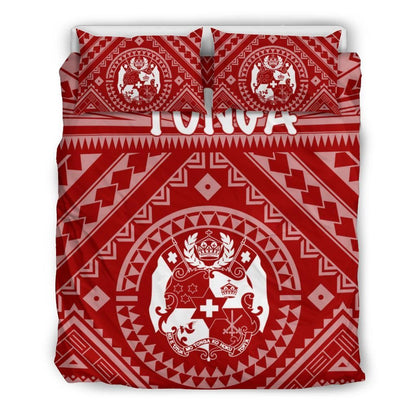 Tonga Bedding Set - Tonga Seal With Polynesian Tattoo Style (Red)
