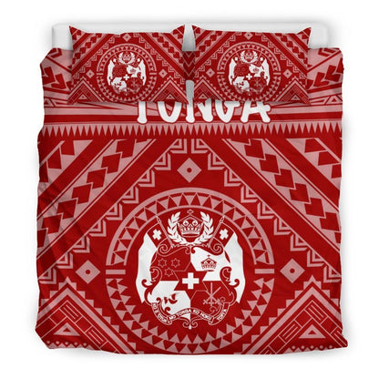 Tonga Bedding Set - Tonga Seal With Polynesian Tattoo Style (Red)