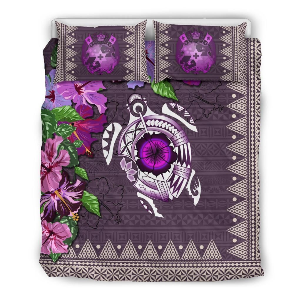 Polynesian Duvet Cover Set - Tonga Bedding Set Turtle Hibiscus