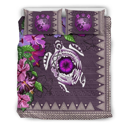 Polynesian Duvet Cover Set - Tonga Bedding Set Turtle Hibiscus