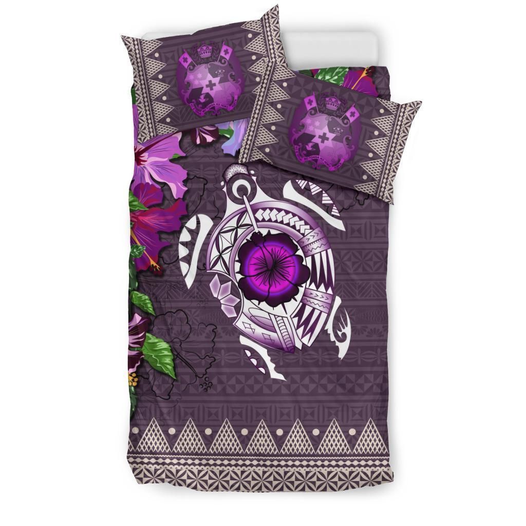 Polynesian Duvet Cover Set - Tonga Bedding Set Turtle Hibiscus