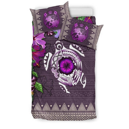 Polynesian Duvet Cover Set - Tonga Bedding Set Turtle Hibiscus