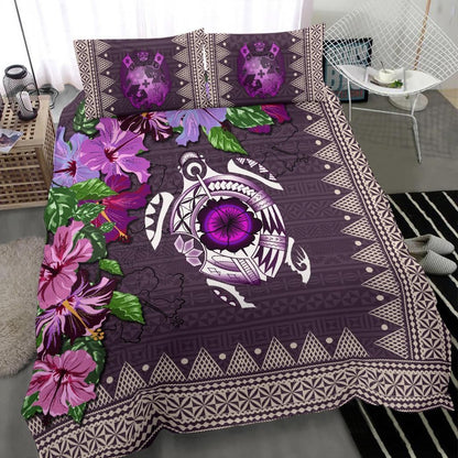 Polynesian Duvet Cover Set - Tonga Bedding Set Turtle Hibiscus