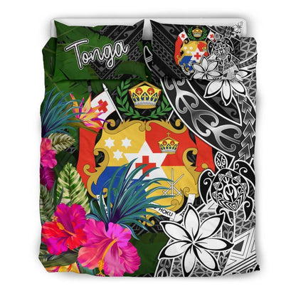 Tonga Bedding Set - Turtle Plumeria Banana Leaf