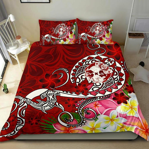 Tonga Bedding Set - Turtle Plumeria (Red)