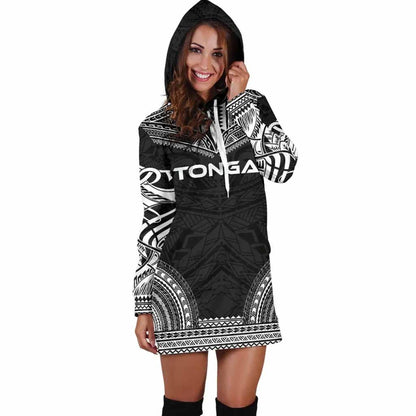 Tonga Female Hoodie Dress - Polynesian Black Chief