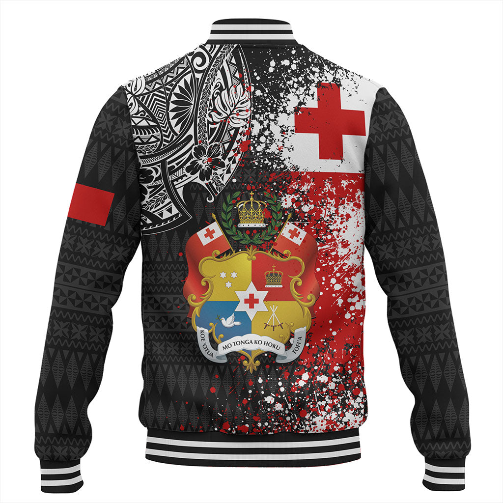 Tonga Baseball Jacket Flag Brush Paint Style