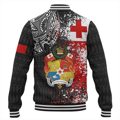Tonga Baseball Jacket Flag Brush Paint Style
