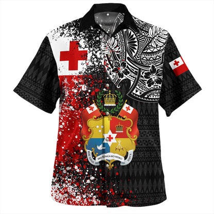 Tonga Hawaiian Shirt Flag Brush Paint Style