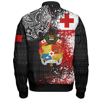 Tonga Bomber Jacket Flag Brush Paint Style