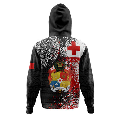Tonga Hoodie Flag Brush Paint Style