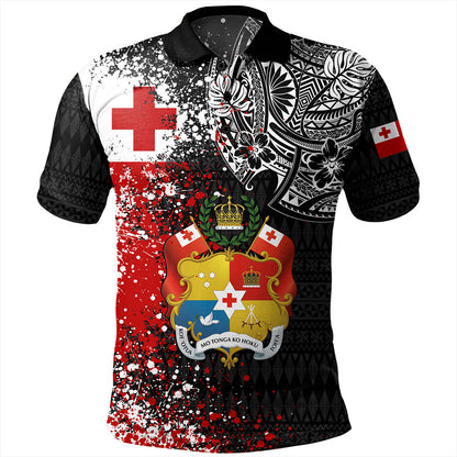 Tonga Polo Shirt Flag Brush Paint Style