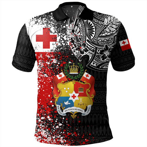 Tonga Polo Shirt Flag Brush Paint Style