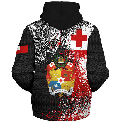 Tonga Sherpa Hoodie Flag Brush Paint Style