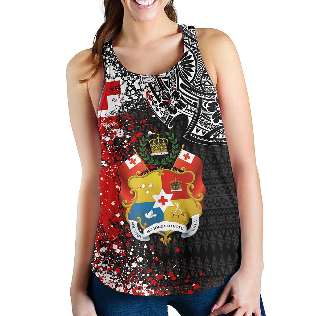 Tonga Women Tank Flag Brush Paint Style