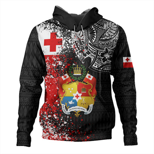 Tonga Hoodie Flag Brush Paint Style