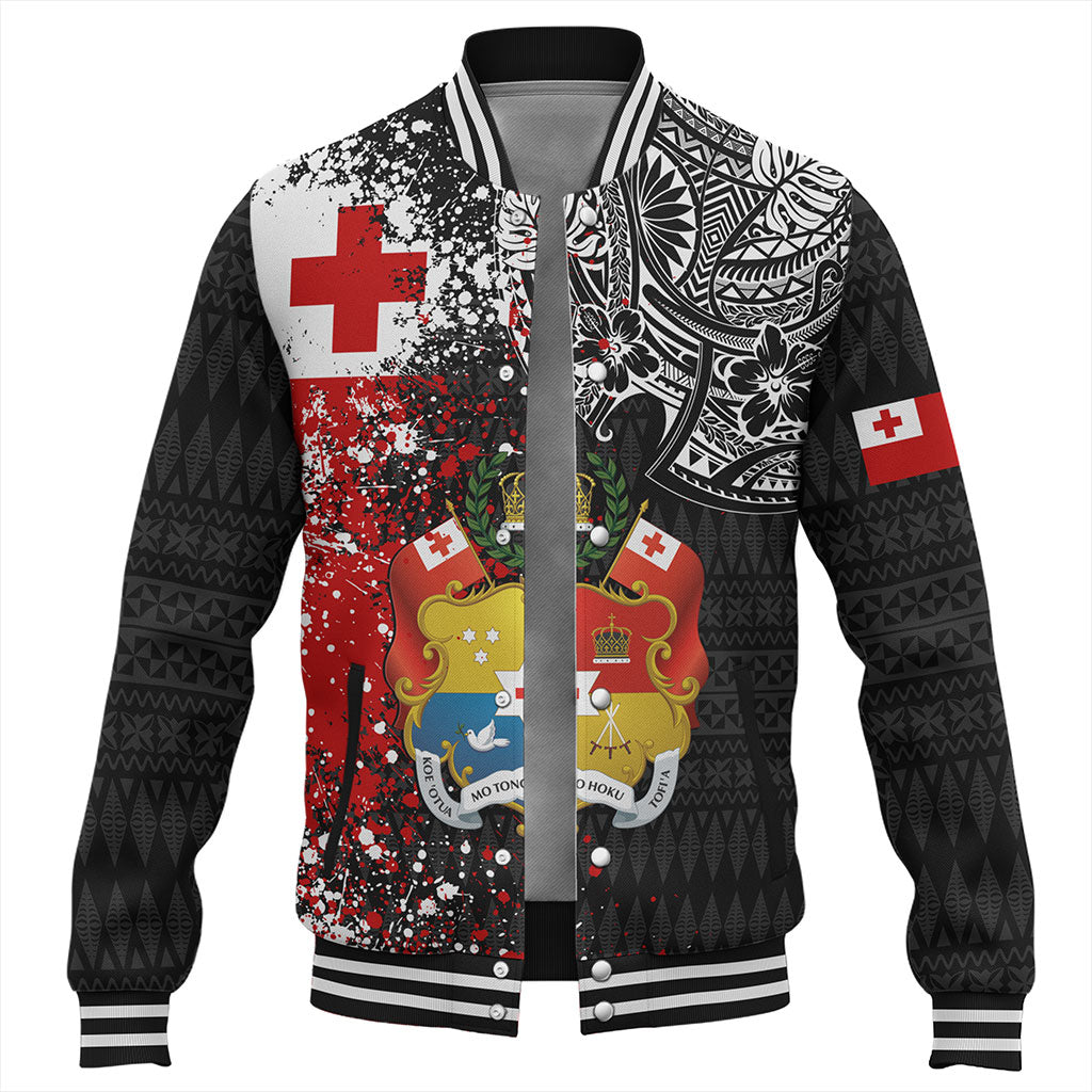 Tonga Baseball Jacket Flag Brush Paint Style