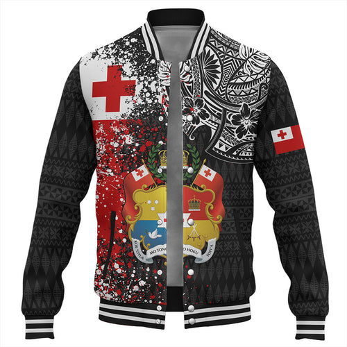 Tonga Baseball Jacket Flag Brush Paint Style