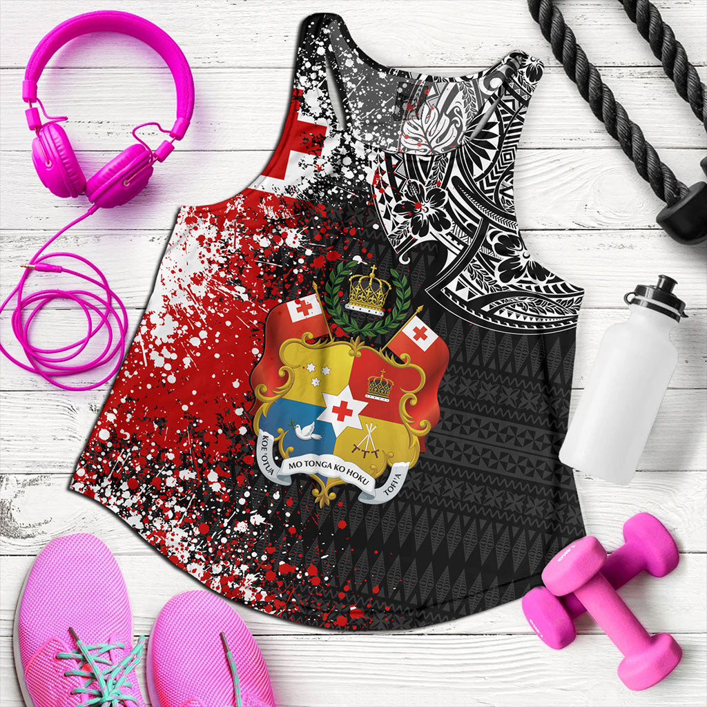 Tonga Women Tank Flag Brush Paint Style