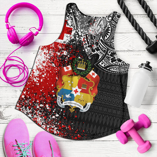 Tonga Women Tank Flag Brush Paint Style