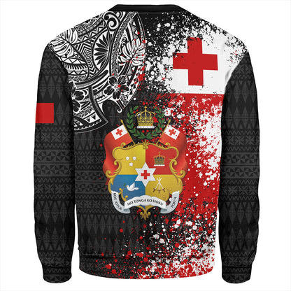Tonga Sweatshirt Flag Brush Paint Style