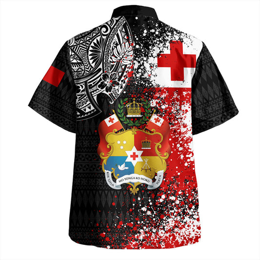 Tonga Hawaiian Shirt Flag Brush Paint Style