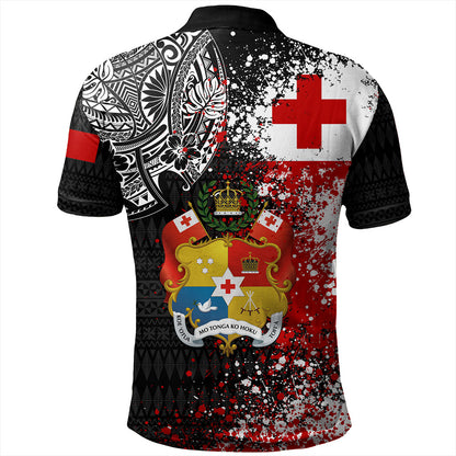 Tonga Polo Shirt Flag Brush Paint Style