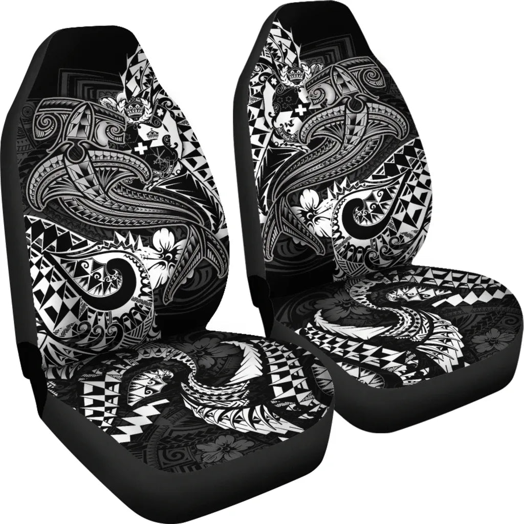 Tonga Car Seat Covers  - White Shark Polynesian Tattoo
