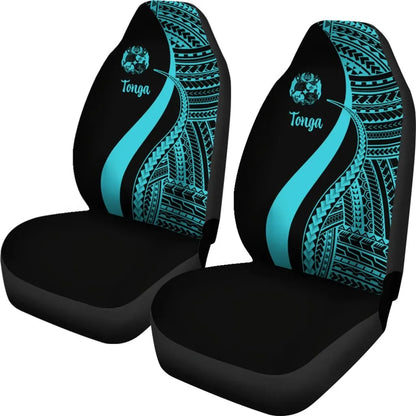 Tonga Car Seat Covers - Turquoise Polynesian Tentacle Tribal Pattern