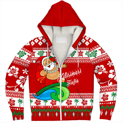 Tonga Sherpa Hoodie Santa Claus Ho Ho Ho Christmas
