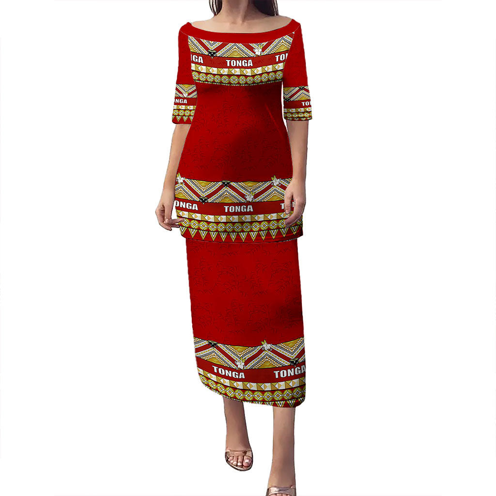 Tonga Puletasi Coat Of Arms Clothes Vintage Red