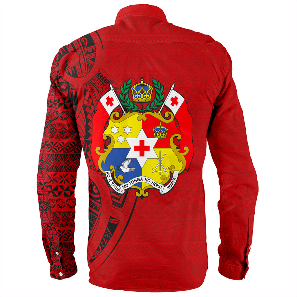 Tonga Long Sleeve Shirt Coat Of Arms Tribal Polynesian