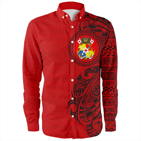 Tonga Long Sleeve Shirt Coat Of Arms Tribal Polynesian