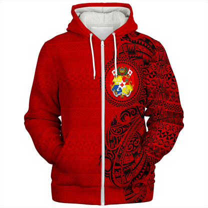 Tonga Sherpa Hoodie Coat Of Arms Tribal Polynesian