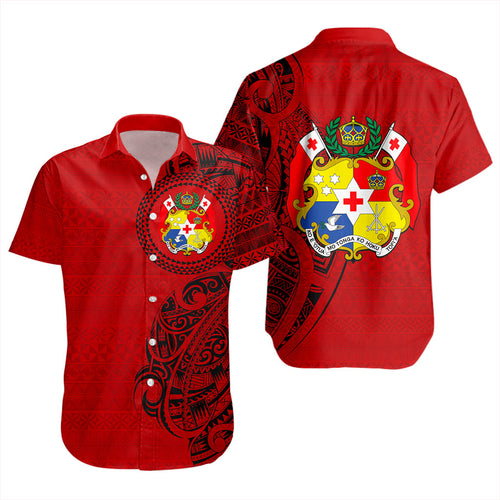 Tonga Short Sleeve Shirt Coat Of Arms Tribal Polynesian