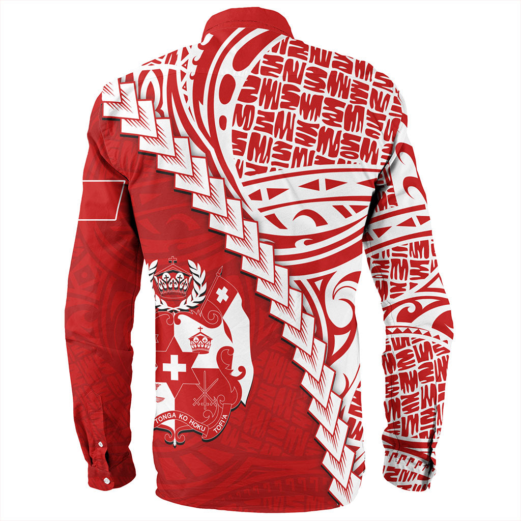 Tonga Long Sleeve Shirt Lauhala Tribal Coat Of Arms