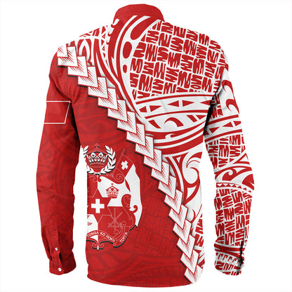 Tonga Long Sleeve Shirt Lauhala Tribal Coat Of Arms