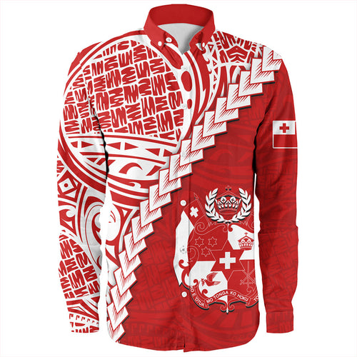 Tonga Long Sleeve Shirt Lauhala Tribal Coat Of Arms