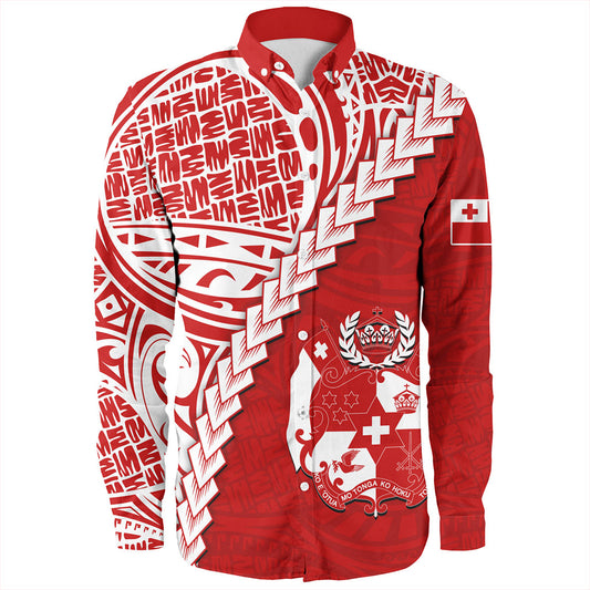 Tonga Long Sleeve Shirt Lauhala Tribal Coat Of Arms