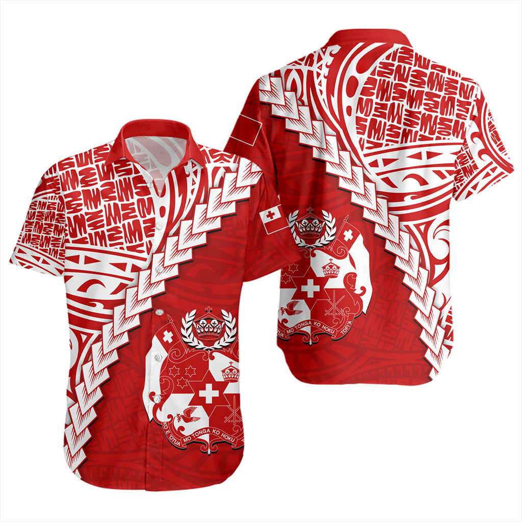 Tonga Short Sleeve Shirt Lauhala Tribal Coat Of Arms