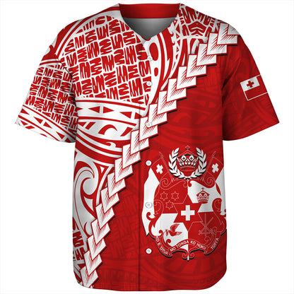 Tonga Baseball Shirt Lauhala Tribal Coat Of Arms